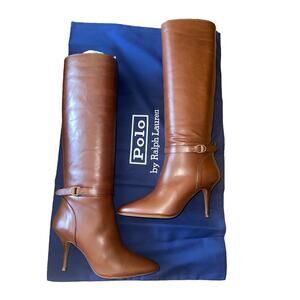 Polo Ralph Lauren Zoe Italian Calfskin Leather Knee-High Boots